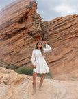 Tailee Long Sleeve Mini Dress in White