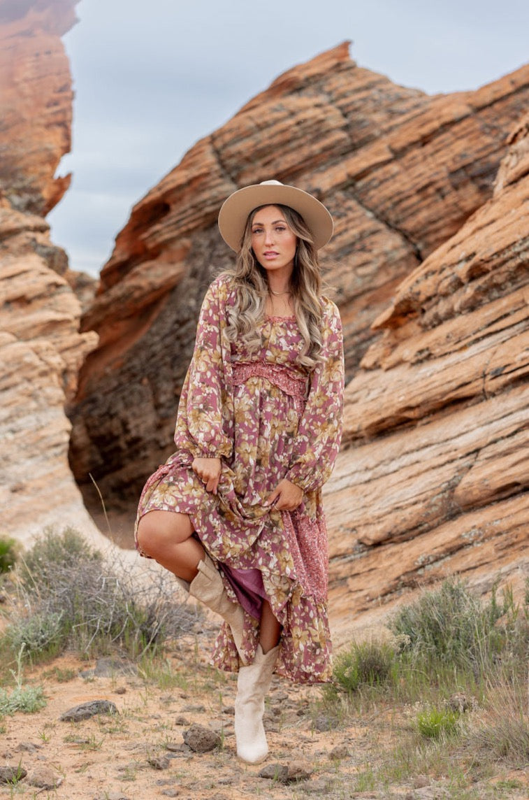 Boho mauve dress sale