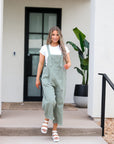 Frankie Denim Overalls in Sage