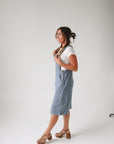 Patty Overall Dress in Dusty Blue