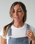 Patty Overall Dress in Dusty Blue