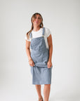 Patty Overall Dress in Dusty Blue