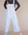 Frankie Twill Overalls in Stone