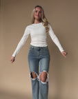 Nova Long Sleeve Top In White - Preorder