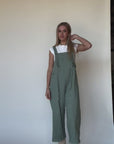 Frankie Denim Overalls in Sage