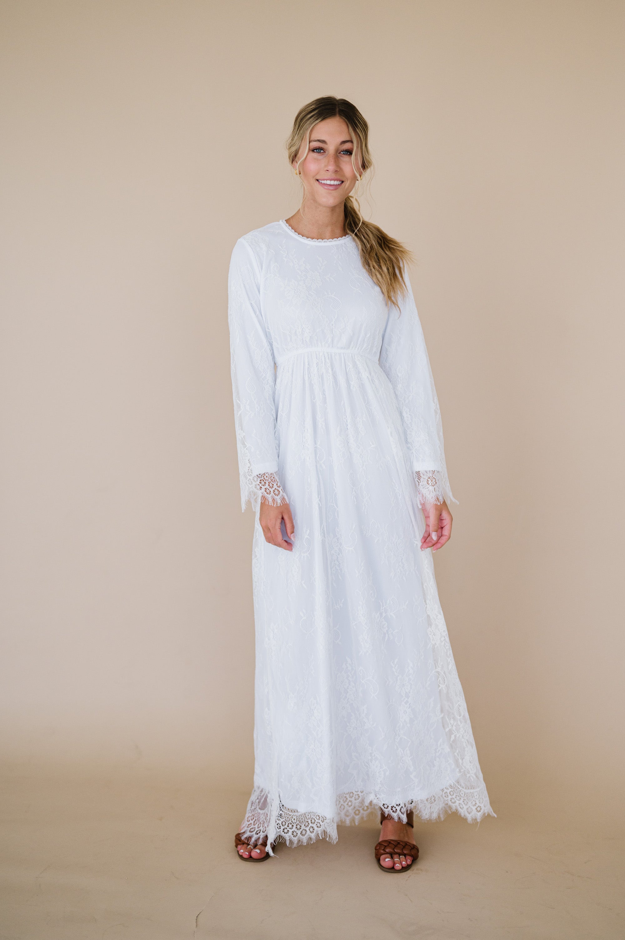 White Long Sleeve Maxi Dress