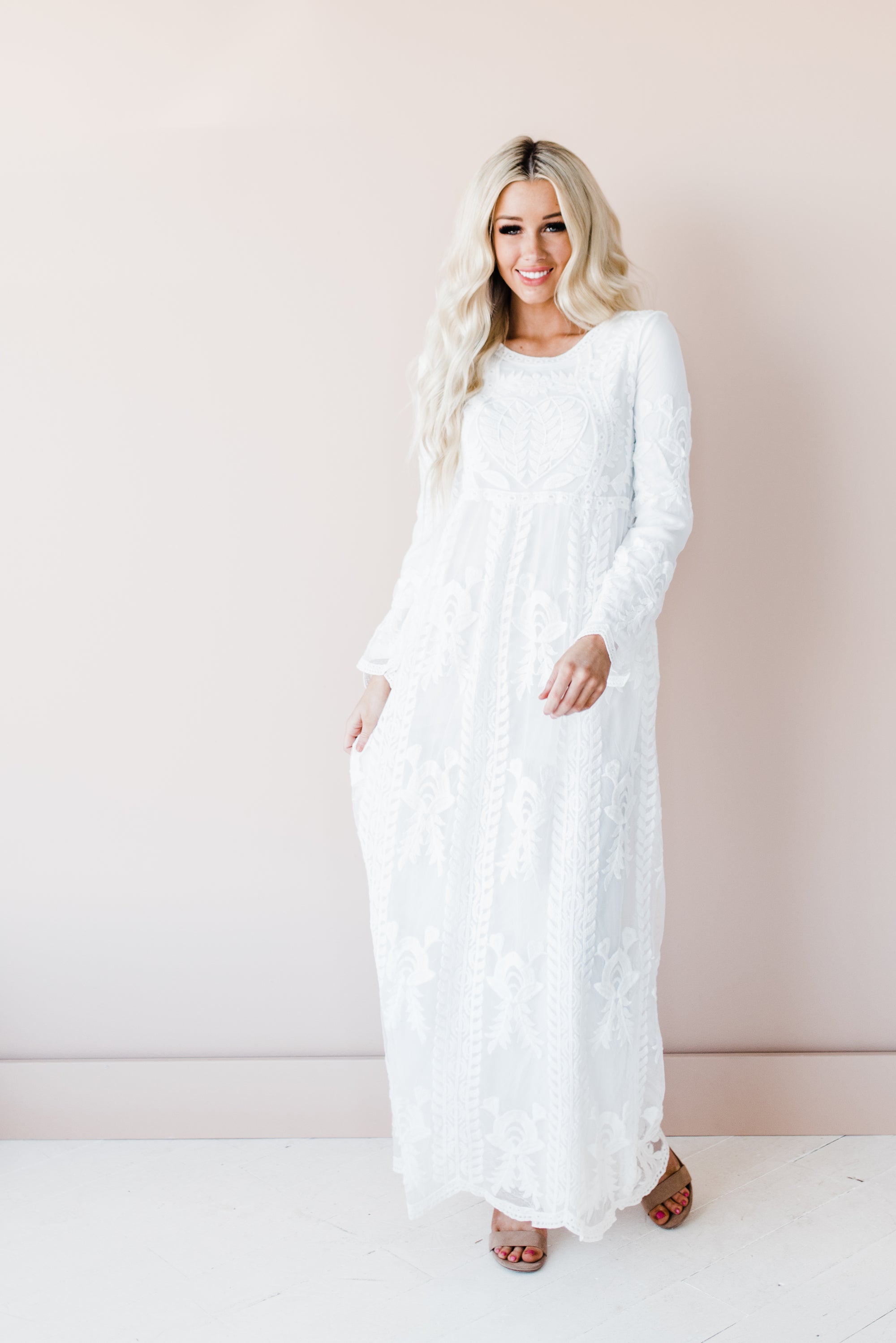 white lace womens temple dress